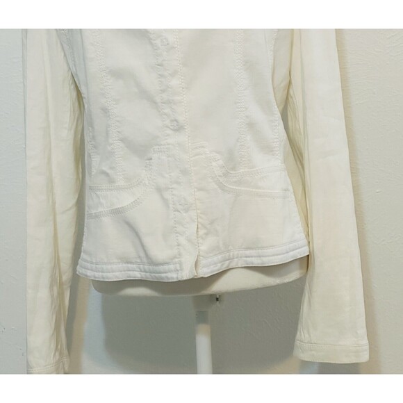 Elie Tahari Linen Blend Lined Snap Button Up Jacket Pockets Closet Staple - Picture 3 of 15